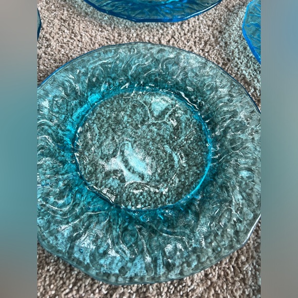 Seneca Glass Company Morgantown Peacock Blue RARE Set of 10 Plates + 10 Glasses - Picture 4 of 9